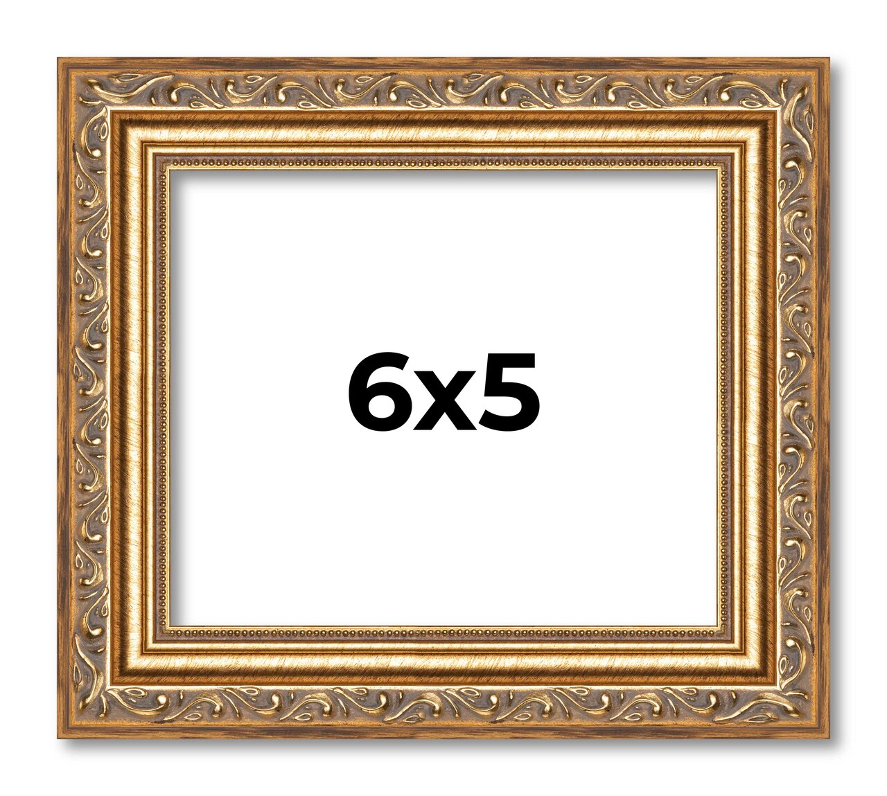 6x5 Solid Wood Antique Picture Frame with UV-Resistant Acrylic & Acid-Free Backing, Available in 4 Finishes: Bronze, Gold, Silver, and Gold with Black